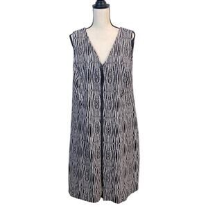 Lane Bryant Zip Front Black and White Ponte V-Neck Sheath Dress Size 24